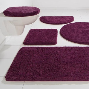 Badematte KINZLER Chaozhou Badematten Gr. rechteckig (55 cm x 50 cm) rechteckig (50 cm x 80 cm), 2 St., Polyester, lila (aubergine) Einfarbige Badematten Badteppich, Uni Farben, als rechteckig, rund & Set erhältlich