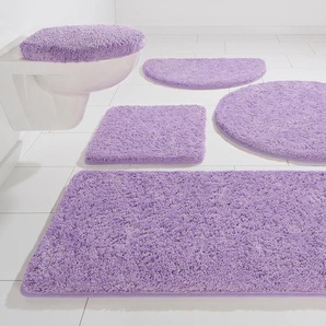 Badematte KINZLER Chaozhou Badematten Gr. rechteckig (50 cm x 80 cm) rechteckig (60 cm x 100 cm), 2 St., Polyester, lila (flieder) Einfarbige Badematten Badteppich, Uni Farben, als rechteckig, rund & Set erhältlich