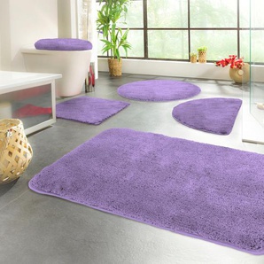 Badematte KINZLER Chaozhou Badematten Gr. rund (Ø 90 cm), 1 St., Polyester, lila (flieder) Einfarbige Badematten Badteppich, Uni Farben, als rechteckig, rund & Set erhältlich