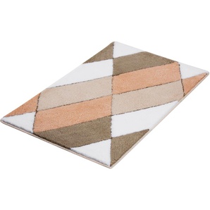Badematte KLEINE WOLKE Ayana Badematten Gr. rechteckig (60 cm x 100 cm), 1 St., Polyacryl, bunt (seide) Gemusterte Badematten Badteppich, modernes Rauten Design, leichter Hoch-Tief Effekt