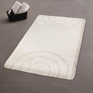 Badematte KLEINE WOLKE Bow Badematten Gr. rechteckig (70 cm x 120 cm), 1 St., Polyacryl, beige (sandbeige) Einfarbige Badematten Badteppich, Uni Faben, HochTief Effekt