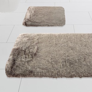 Badematte KLEINE WOLKE Fluffy Badematten Gr. rund (Ø 80 cm), 1 St., Polyacryl, grau (taupe) Einfarbige Badematten Badteppich, Fell-Optik, Melange Design, rechteckig & rund erhältlich