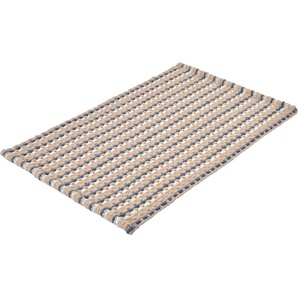 Badematte KLEINE WOLKE Loop Badematten Gr. rechteckig (60 cm x 90 cm), 1 St., Polyester-Baumwolle, beige (sandbeige) Gemusterte Badematten Badteppich, weiche Chenillequalität, gestreift, handgewebt