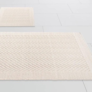 Badematte KLEINE WOLKE Nevada Badematten Gr. rund (Ø 100 cm), 1 St., Baumwolle, beige (natur) Gemusterte Badematten Badteppich, Uni-Farben, rechteckig & rund erhältlich