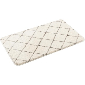 Badematte LEONIQUE Bella Badematten Gr. rechteckig (60 cm x 100 cm), 1 St., Polyester, beige (natur) Gemusterte Badematten weich, Rauten-Design, moderne Badematten, rund & rechteckig erhältlich