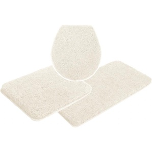 Badematte LEONIQUE Porto Badematten Gr. 3-tlg. Hänge-WC Set, 3 St., Polyester, beige (creme) Einfarbige Badematten Badteppich, waschbar, auch als 3 teiliges Set erhältlich