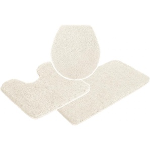 Badematte LEONIQUE Porto Badematten Gr. 3-tlg. Stand-WC Set, 3 St., Polyester, beige (creme) Einfarbige Badematten Badteppich, waschbar, auch als 3 teiliges Set erhältlich