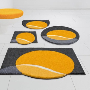 Badematte Moonset Grund, Höhe 20 mm, rutschhemmend beschichtet, schnell trocknend, Polyacryl, rechteckig, besondere Form, Made in Europe