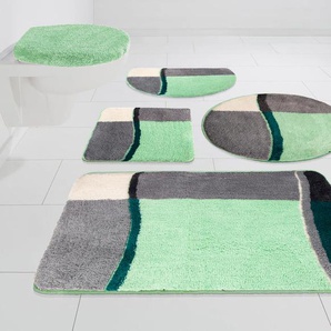 Badematte MY HOME Belio Badematten Gr. rechteckig (80 cm x 150 cm), 1 St., Kunstfaser, grün Gemusterte Badematten Badematte, Badteppich, auch als 2 tlg. Set erhältlich, bunt