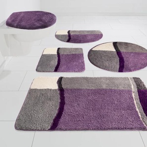 Badematte MY HOME Belio Badematten Gr. rechteckig (90 cm x 160 cm), 1 St., Kunstfaser, lila Gemusterte Badematten Badematte, Badteppich, auch als 2 tlg. Set erhältlich, bunt