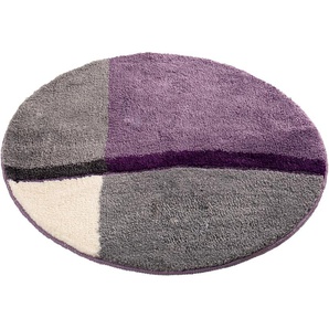 Badematte MY HOME Belio Badematten Gr. rund (Ø 80 cm), 1 St., Kunstfaser, lila Gemusterte Badematten Badematte, Badteppich, auch als 2 tlg. Set erhältlich, bunt