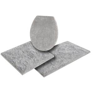 Badematte MY HOME Jos Badematten Gr. 3-tlg. Hänge-WC Set, 3 St., Polyester, grau Einfarbige Badematten in Pastell-Farben, Badteppich als 3 teiliges Set erhältlich