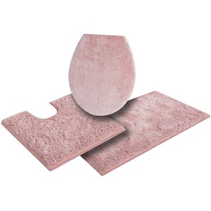 Badematte MY HOME Jos Badematten Gr. 3-tlg. Stand-WC Set, 3 St., Polyester, rosa (rosé) Einfarbige Badematten in Pastell-Farben, Badteppich als 3 teiliges Set erhältlich