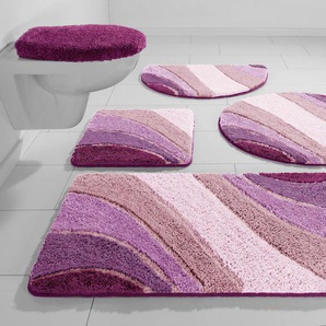Badematte MY HOME Josie Badematten Gr. rechteckig (90 cm x 160 cm), 1 St., Polyester, lila (purple) Gemusterte Badematten Badteppich, Badematten, rechteckig, rund & als 3-tlg. Set erhältlich