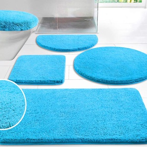 Badematte MY HOME Merida, Badvorleger, Badezimmer Teppich Gr. 6, blau, H:32mm, Kunstfaser, Badematten, Badteppich, Uni Farben, rechteckig, rund & als 2-tlg. Set erhältlich