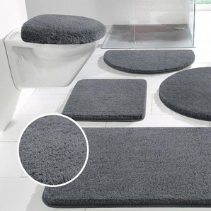 Badematte MY HOME Merida, Badvorleger, Badezimmer Teppich Gr. 6, grau (dunkelgrau), H:32mm, Kunstfaser, Badematten, Badteppich, Uni Farben, rechteckig, rund & als 2-tlg. Set erhältlich