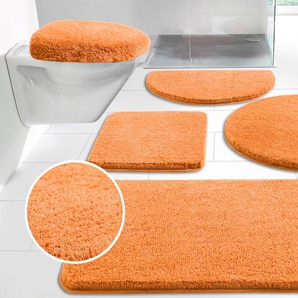 Badematte MY HOME Merida, Badvorleger, Badezimmer Teppich Gr. 6, orange (terra), H:32mm, Kunstfaser, Badematten, Badteppich, Uni Farben, rechteckig, rund & als 2-tlg. Set erhältlich