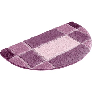 Badematte MY HOME Pia Badematten Gr. halbrund (50 cm x 80 cm), 1 St., Polyester, lila (purple) Gemusterte Badematten Badteppich, karierte Badematten, rechteckig, rund & als 3-tlg. Set