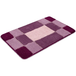 Badematte MY HOME Pia Badematten Gr. rechteckig (60 cm x 100 cm), 1 St., Polyester, lila (purple) Gemusterte Badematten Badteppich, karierte Badematten, rechteckig, rund & als 3-tlg. Set