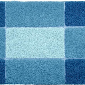 Badematte MY HOME Pia Badematten Gr. rechteckig (90 cm x 160 cm), 1 St., Polyester, blau Gemusterte Badematten Badteppich, karierte Badematten, rechteckig, rund & als 3-tlg. Set