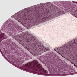 Badematte MY HOME Pia Badematten Gr. rund (Ø 80 cm), 1 St., Polyester, lila (purple) Gemusterte Badematten Badteppich, karierte Badematten, rechteckig, rund & als 3-tlg. Set