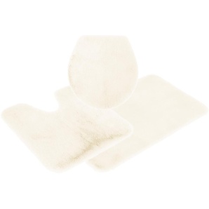 Badematte MY HOME Rabbit Badematten Badematten Gr. 3-tlg. Stand-WC Set, 3 St., Polyester, beige (natur) Einfarbige Badematten Kaninchenfell-Haptik, Badteppich, rechteckig, rund & als 3-tlg. Set