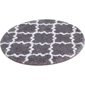 Badematte MY HOME Suzie Badematten Gr. rund (Ø 80 cm), 1 St., Polyester, grau Gemusterte Badematten Muster, Badteppich, auch als 3 teiliges Set & rund