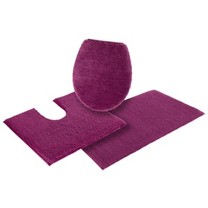 Badematte MY HOME Vanessa Badematten Gr. 3-tlg. Stand-WC Set, 3 St., Polyester, lila (beere) Einfarbige Badematten Badteppich, weiche Haptik, unifarben