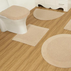 Badematte OTTO PRODUCTS Joonas Badematten Gr. WC-Vorleger rechteckig mit Ausschnitt (55 cm x 50 cm) WC-Deckelbezug (47 cm x 50 cm), 2 St., Baumwolle, beige (natur) Einfarbige Badematten aus recycelter Baumwolle