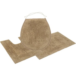 Badematte OTTO PRODUCTS Leni Badematten Gr. 3-tlg. Stand-WC Set, 3 St., Baumwolle, beige (sand) Einfarbige Badematten mit Bordüre, auch als 3 teiliges Set erhältlich