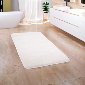 Badematte PACO HOME Corby 255 Badematten Gr. rechteckig (65 cm x 120 cm), 1 St., Polyester, beige (creme) Einfarbige Badematten Badteppich, Uni Farben, Memory-Foam Effekt