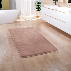 Badematte PACO HOME Corby 255 Badematten Gr. rechteckig (65 cm x 120 cm), 1 St., Polyester, beige Einfarbige Badematten Badteppich, Uni Farben, Memory-Foam Effekt