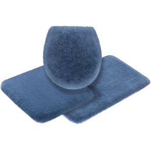 Badematte Ransol Leonique, Höhe 50 mm, fußbodenheizungsgeeignet, strapazierfähig, Polyester, rechteckig, 3-tlg. Hänge-WC Set, Badteppich, Kaninchenfell-Haptik, rechteckig, rund & als 3-tlg. Set