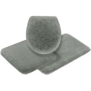Badematte Ransol Leonique, Höhe 50 mm, fußbodenheizungsgeeignet, strapazierfähig, Polyester, rechteckig, 3-tlg. Hänge-WC Set, Badteppich, Kaninchenfell-Haptik, rechteckig, rund & als 3-tlg. Set