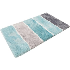 Badematte Rio Marina Homie Living, Höhe 30 mm, rutschhemmend beschichtet, fußbodenheizungsgeeignet, schnell trocknend, Polyester, rechteckig, flauschiger Badteppich, modern gestreift, waschbar, Badezimmerteppich