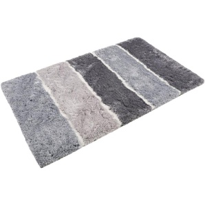 Badematte Rio Marina Homie Living, Höhe 30 mm, rutschhemmend beschichtet, fußbodenheizungsgeeignet, schnell trocknend, Polyester, rechteckig, flauschiger Badteppich, modern gestreift, waschbar, Badezimmerteppich