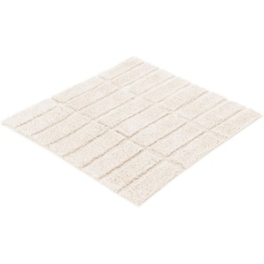 Kleine Wolke Badematte Tiles, Höhe 13 mm, rutschhemmend beschichtet, fußbodenheizungsgeeignet, Baumwolle, quadratisch, Badteppich, Uni Farben, Hoch-Tief Effekt