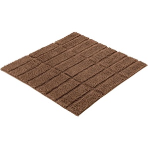 Kleine Wolke Badematte Tiles, Höhe 13 mm, rutschhemmend beschichtet, fußbodenheizungsgeeignet, Baumwolle, quadratisch, Badteppich, Uni Farben, Hoch-Tief Effekt