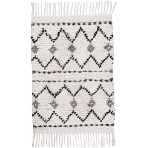 Badematte TOM TAILOR HOME Ethno Bath Badematten Gr. rechteckig (60 cm x 100 cm), 1 St., Baumwolle, weiß Gemusterte Badematten Badteppich, mit Fransen, ZickZack Muster