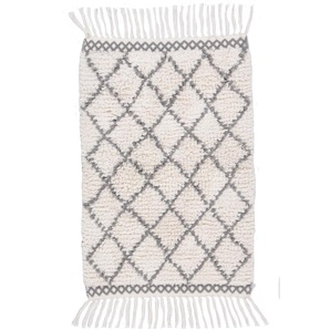 Badematte TOM TAILOR HOME Ethno Bath Badematten Gr. rechteckig (70 cm x 120 cm), 1 St., Baumwolle, weiß Gemusterte Badematten Badteppich, mit Fransen, Rauten Muster