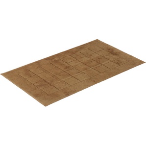 Badematte VOSSEN Exclusive Badematten Gr. rechteckig (60 cm x 100 cm), 1 St., Baumwolle, braun (toasty) Einfarbige Badematten Badteppich, Uni-Farben, Karo Muster, Hoch-Tief Effekt, reine Baumwolle