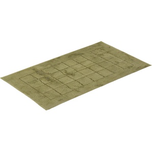 Badematte VOSSEN Exclusive Badematten Gr. rechteckig (67 cm x 120 cm), 1 St., Baumwolle, grün (alpine green) Einfarbige Badematten Badteppich, Uni-Farben, Karo Muster, Hoch-Tief Effekt, reine Baumwolle