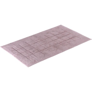 Badematte VOSSEN Exclusive Badematten Gr. rechteckig (67 cm x 120 cm), 1 St., Baumwolle, lila (sea lavender) Einfarbige Badematten Badteppich, Uni-Farben, Karo Muster, Hoch-Tief Effekt, reine Baumwolle