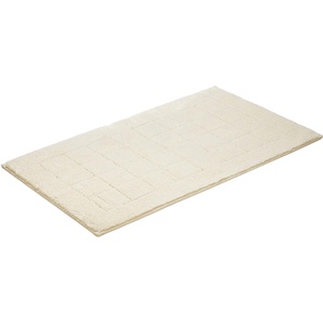 Badematte VOSSEN Exclusive Badematten Gr. rechteckig (67 cm x 120 cm), 1 St., Baumwolle, weiß (ivory) Einfarbige Badematten Badteppich, Uni-Farben, Karo Muster, Hoch-Tief Effekt, reine Baumwolle