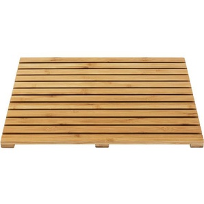 Baderost Indoor & Outdoor Bambus, 50 x 50 cm, Badematte, Bodenrost für Dusche, Bad, Pool mit rutschhemmender Unterseite, Braun, Bambus natur - braun