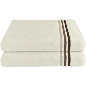 Badetuch SCHIESSER Skyline Color Handtücher Gr. B/L: 70 cm x 140 cm (2 St.), beige (creme) Badetücher mit Webbordüre