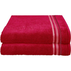 Badetuch SCHIESSER Skyline Color Handtücher (Packung) Gr. B/L: 70 cm x 140 cm (2 St.), rot Badetücher mit eleganter Streifenbordüre, MADE IN GREEN by OEKO-TEX-zertifiziert