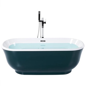 Badewanne Grün 170 x 77 cm aus Sanitäracryl mit Überlauf Freistehend Oval Römischer Stil Badezimmer