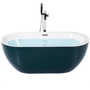 Freistehende Badewanne Grün 170 x 80 cm aus glänzendem Sanitäracryl ovale Form Badezimmerzubehör Elegantes Modernes Design