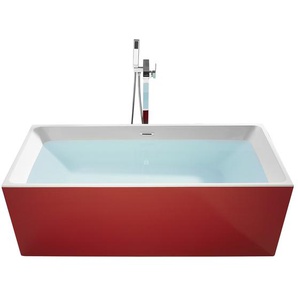 Badewanne Rot/Weiß 170 x 80 cm Acryl Freistehend Rechteckig Modern